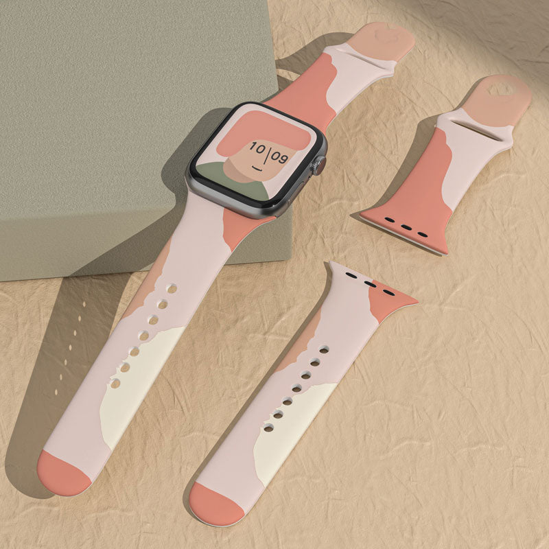 Silicone Soft Camouflage Strap for Apple Watch Pink & Peach / For 38MM or 40MM or 41MM - Simply Eccentric