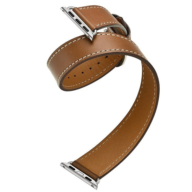 Leather Double Tour Strap For Apple Watch Brown / For 38MM or 40MM or 41MM - Simply Eccentric