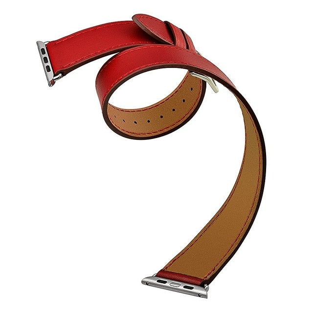 Leather Double Tour Strap For Apple Watch Red / For 38MM or 40MM or 41MM - Simply Eccentric