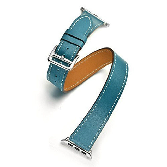 Leather Double Tour Strap For Apple Watch Blue / For 38MM or 40MM or 41MM - Simply Eccentric