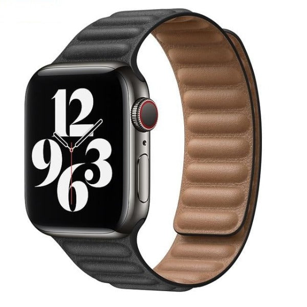 Leather Link Magnetic Strap For Apple Watch Black / For 38mm or 40mm or 41mm - Simply Eccentric