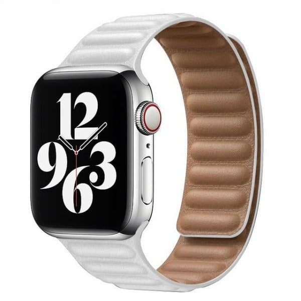 Leather Link Magnetic Strap For Apple Watch White / For 38mm or 40mm or 41mm - Simply Eccentric