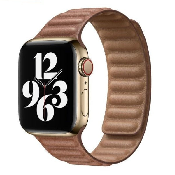 Leather Link Magnetic Strap For Apple Watch Brown / For 38mm or 40mm or 41mm - Simply Eccentric