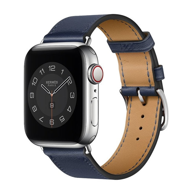 Leather Strap With Buckle For Apple Watch Dark Navy / For 38MM or 40MM or 41MM - Simply Eccentric