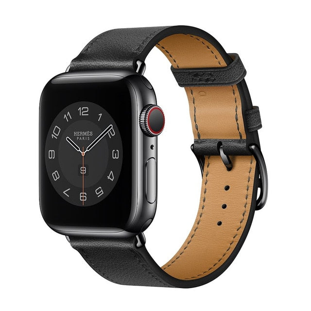 Leather Strap With Buckle For Apple Watch Black / For 38MM or 40MM or 41MM - Simply Eccentric