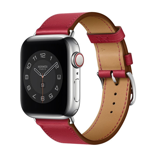 Leather Strap With Buckle For Apple Watch Red / For 38MM or 40MM or 41MM - Simply Eccentric