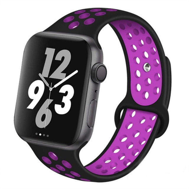 Sport Silicone Strap for Apple Watch Black Purple / 42mm-44mm-45mm S-M - Simply Eccentric