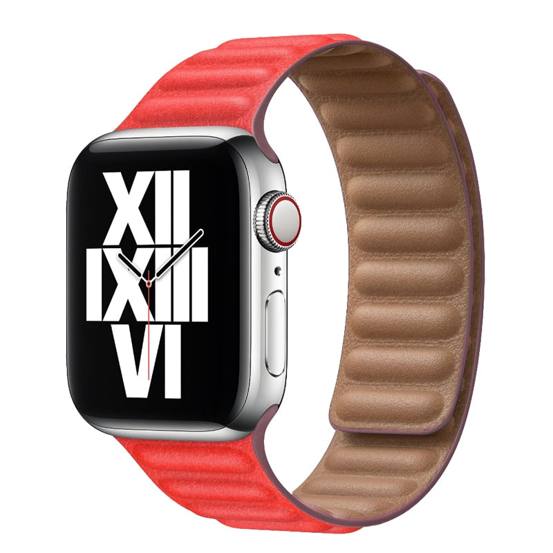 Leather Link Magnetic Strap For Apple Watch Red / For 38mm or 40mm or 41mm - Simply Eccentric