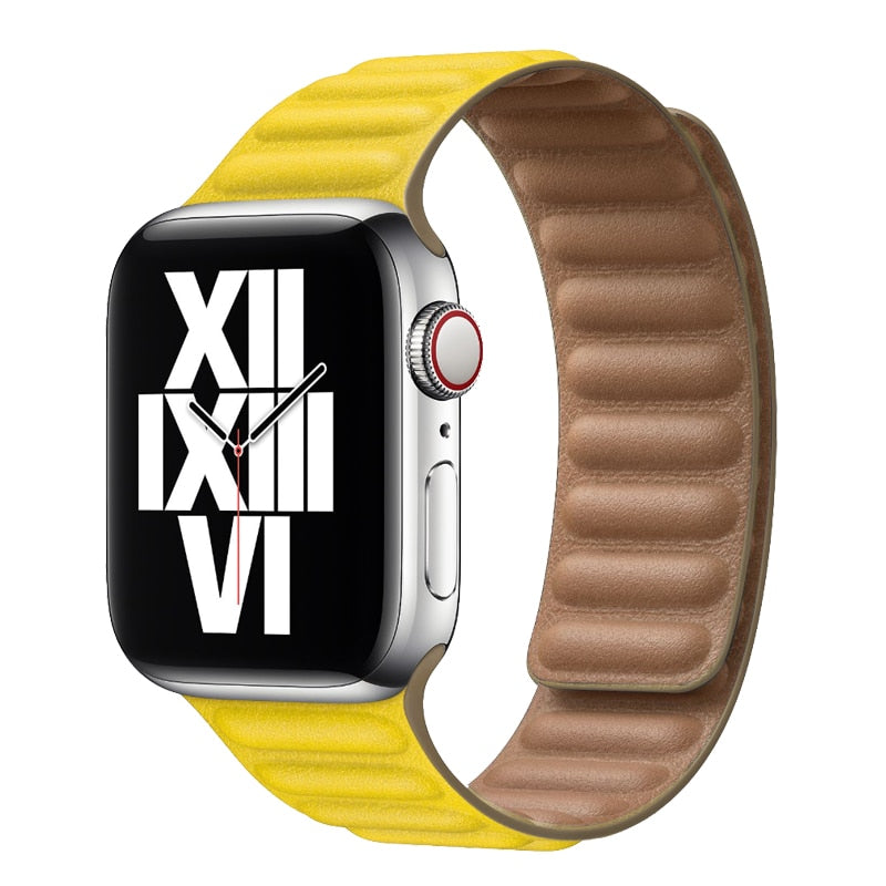 Leather Link Magnetic Strap For Apple Watch Yellow / For 38mm or 40mm or 41mm - Simply Eccentric